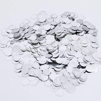 Silver Metallic Foil Confetti(0.59 inch) Round Dots Glitter Table Confetti for Party Wedding Decorations,2.11 OZ per pack