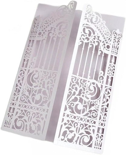 MillaSaw Lavender Laser Cut Wedding Invitations Gate invite Folder For Marriage Valentines Birthday Party 25 Sets (lavender, 4.9"x7.1")