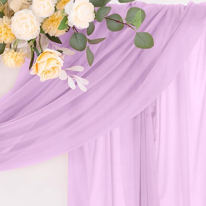 Lilac 2 Panels Wedding Arch Draping Fabric 29" x 20Ft Sheer Drapes Outdoor Curtain for Wedding Party Baby Bridal Shower Arch Ceiling Backdrop Decor
