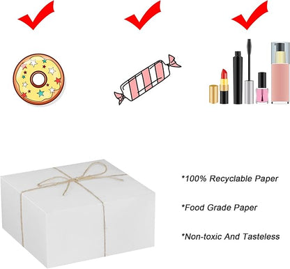 Xxcxpark 16 PCS White Gift Boxes 8x8x4 Inches, Decorative Party Favor Kraft Paper Gift Packaging Box with Lid for DIY Crafting, Cube, Cupcake, Kraft Present Boxes for Birthday, Wedding