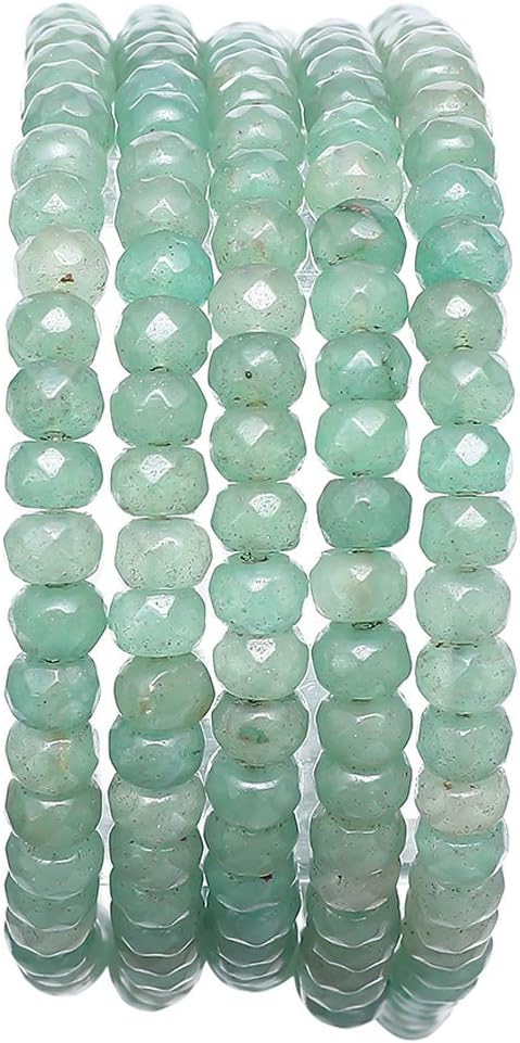 BEADIA Faceted Natural Green Aventurine Jade Stone Rondelle 4x6mm Loose Semi Gemstone Beads for Jewelry Making 38cm