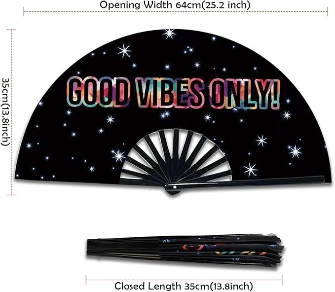 Boots on The Ground Fan, Large Folding Hand Fan for Women and Men, Popping Fans for Line Dancing for Raves, EDM, Dance Party, and Home Decoration