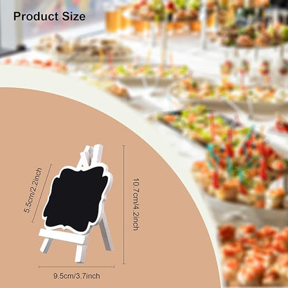ULENDIS 10 Pack Mini Chalkboard Signs With Easel Stand, 3.9x2.9 Inch Small Wooden Labels, Reusable Blackboard Tags for Event Decoration, Wedding Signs, Cards, Tables, Party