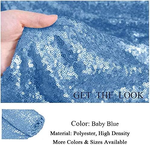 Eternal Beauty Baby Blue Sequin Backdrop, 8x8 Ft Glitter Background Curtains for Shimmer Photography Party Wedding Birthday Back Drop Decor
