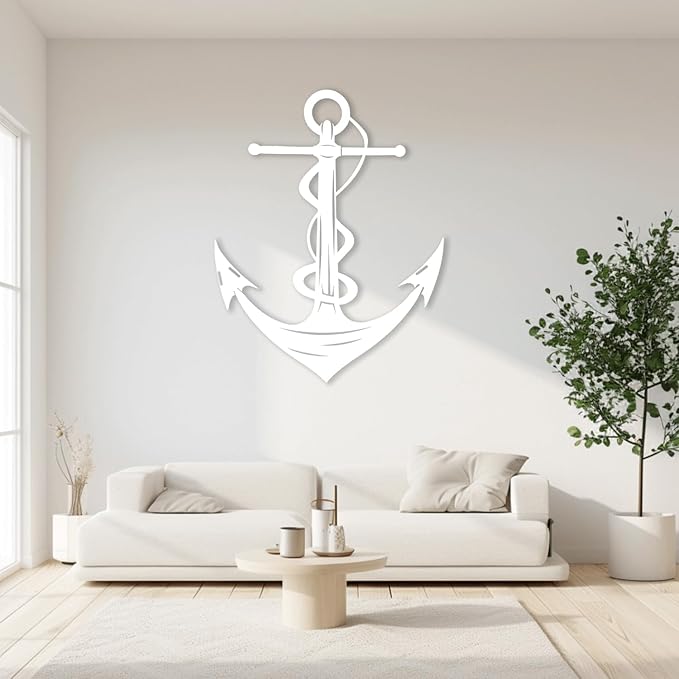 XXQ Anchor Metal Wall Decor - Antique Anchor Wall Art for Bedroom & Living Room - Farmhouse Decor (Black, 20" x 30")