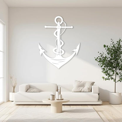 XXQ Anchor Metal Wall Decor - Antique Anchor Wall Art for Bedroom & Living Room - Farmhouse Decor (Black, 20" x 30")