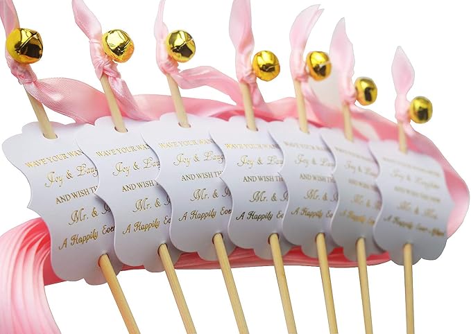 Kingsnow 100 Pack Wedding Ribbon Wand Favor Tags, Ribbon Wands Send Off Tag Exit Wand Tags for Wedding Wands