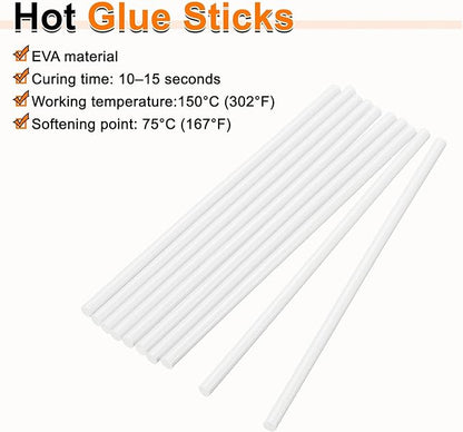HARFINGTON 10pcs Hot Glue Sticks 0.28" Dia x 7.87" Long EVA Mini Hot Melt Adhesive Glue Stick for Hot Melt Gun Wood Plastic Glass Flowers Fabrics Foam, White