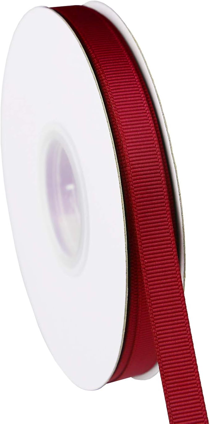 ITIsparkle 3/8" inch Grosgrain Ribbon 50 Yards-Roll Set for Gift Wrapping Scrap Books Party Favor Hair Braids Baby Shower Decoration Cake Decoration Floral Arrangement Craft Supplies, Wine 275#