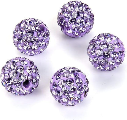 100pcs Adabele Grade A Suncatcher Crystal Rhinestone Pave Loose Beads 12mm Violet Purple Polymer Clay Disco Ball Spacers Compatible with Shamballa All Craft Jewelry Making DB12-4