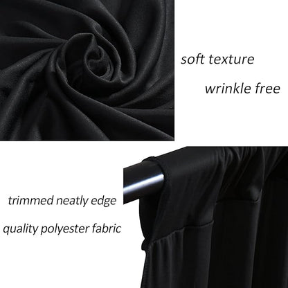 AK TRADING CO. 10 feet x 10 feet IFR Polyester Backdrop Drapes Curtains Panels with Rod Pockets - Wedding Ceremony Party Home Window Decorations - Black (Pack of 12)