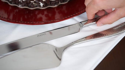 Hudson Essentials Hammered 18/10 Stainless Steel Cake Knife & Cake Server Set