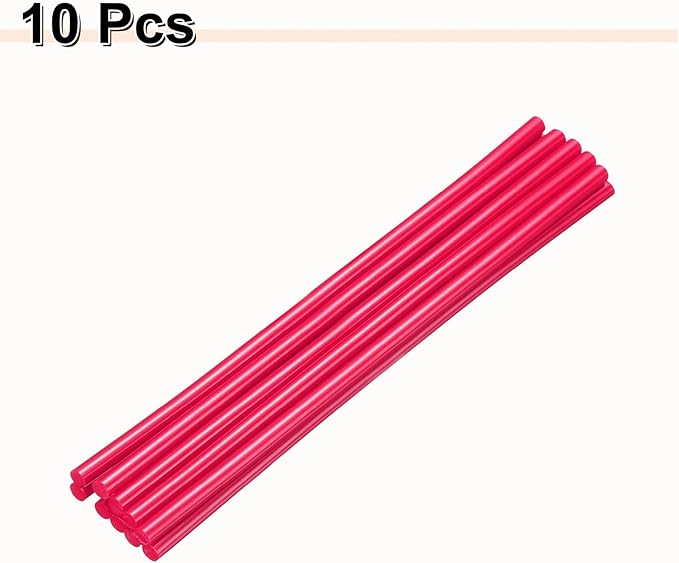 HARFINGTON 10pcs Hot Glue Sticks 0.28" Dia x 9.84" Long EVA Mini Hot Melt Adhesive Glue Stick for Hot Melt Gun Wood Plastic Glass Flowers Fabrics Foam, Rose Red