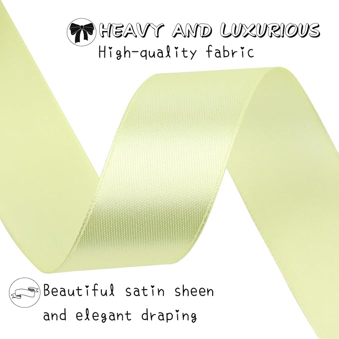 Cream Solid Satin Ribbon 1 Inch 50 Yards Solid Polyester Fabric Ribbon for Gift Wrapping Wedding Christmas Baby Shower Birthday Party Decoration Handmade Immortal Flower Craft