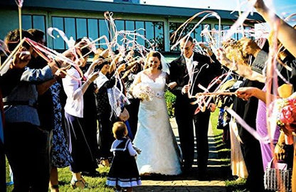 30pcs Ribbon Stick Wands Party Streamers Wedding Party Activities (Peach)