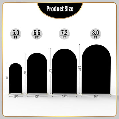 LEBENGURU Upgraded 5FT Wedding Arch Cover, Black Spandex Fitted Arch Backdrop Cover, Round Top Chiara Stand Covers for Birthday Party Baby Shower Banquet Balloon Décor