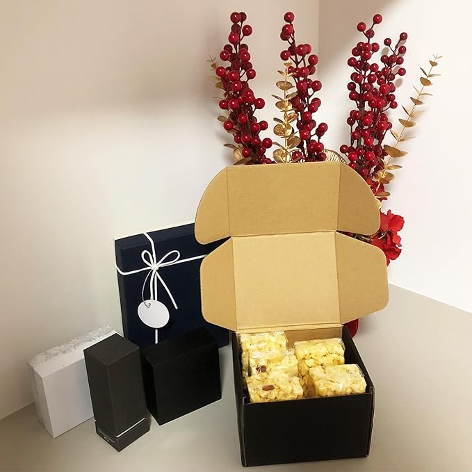24 Pack 6x5x4 Inches Shipping Boxes，Black 3 Layers Corrugated Cardboard Box, Mailer Boxes for Packaging Small Business Mailing Gifts Digest Giving Products Wrap Boxes with Lids (6''x5''x4'')