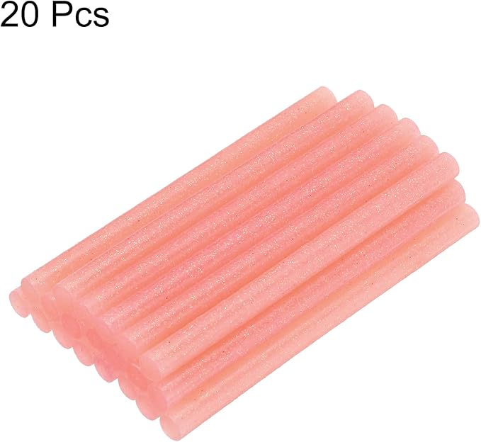 uxcell 20pcs Hot Glue Sticks for Glue Gun 7mm/0.28-inch x 4-inch Mini Hot Melt Adhesive Glue Stick Glitter Pink