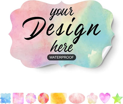 Custom Stickers Personalized Labels - Customized Stickers with Any Design Image Logo Text,Custom Stickers for Business Logo,Custom Thank You Label Stickers,100 Labels (Fancy Frame,2"x1")