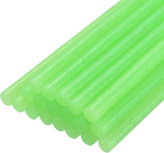 uxcell 20pcs Hot Glue Sticks for Glue Gun 7mm/0.27-inch x 8-inch Mini Hot Melt Adhesive Glue Stick Glitter Light Green