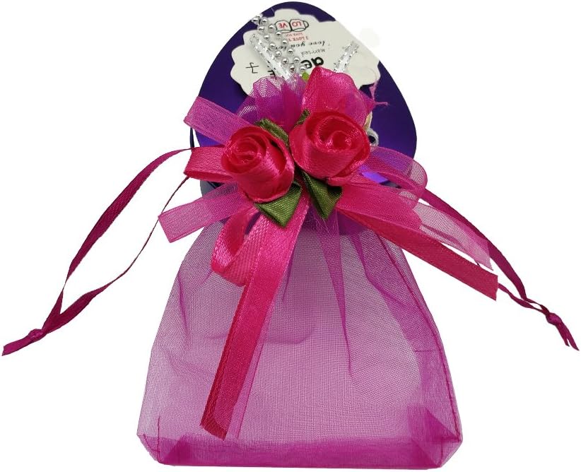 Ankirol 50pcs Sheer Organza Favor Bags For Wedding 3.8x4.8'' Gift Bags Samples Display Drawstring Rose Pouches (hot pink)