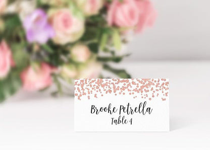 Printed Party Table Place Cards for All Occasions and Events, Set of 25 (Rose Gold)