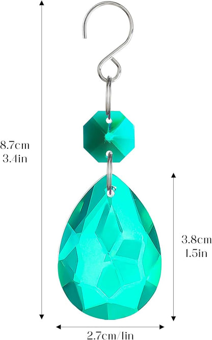 H&D HYALINE & DORA 3Inch Crystal Suncatcher Bauhinia Prisms Pendants 10Pcs Chandelier Crystals Replacement Hanging Sun Catcher Beads for DIY Arts Crafts Decor (Cyan Blue)