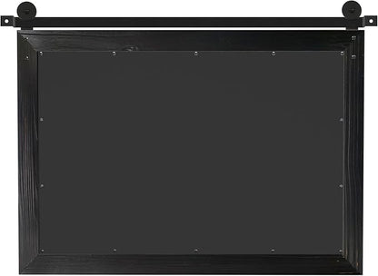 COGOOD Farmhouse Barn Door Mirror - 41" x 26" Rustic Wood Framed Wall Mirror for Bathroom, Living Room, Entryway Wall Decor (Black)