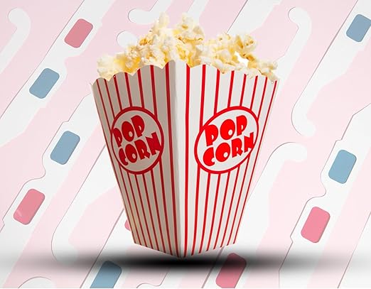 25 Pack Popcorn Boxes Movie Night Popcorn Bags for Party Red and White Popcorn Bags for Popcorn Vintage Snack Box Concession and Carnival Party Supplies, Individual Popcorn Bucket Containers (25)