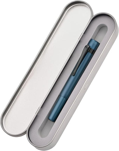 Hongdian M2 Black Forest Mini Fountain Pen, Bent Nib & Sleek Shape Aluminium Short Pocket Travel Pen (Midnight Blue)