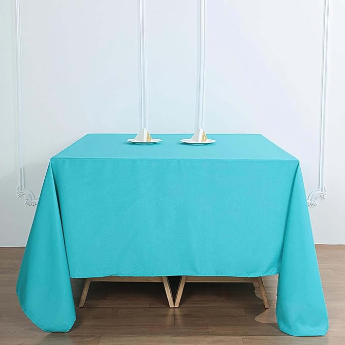 Efavormart 90" Turquoise Wholesale Linens Polyester Square Linen Tablecloth for Kitchen Dining Catering Wedding Birthday Party