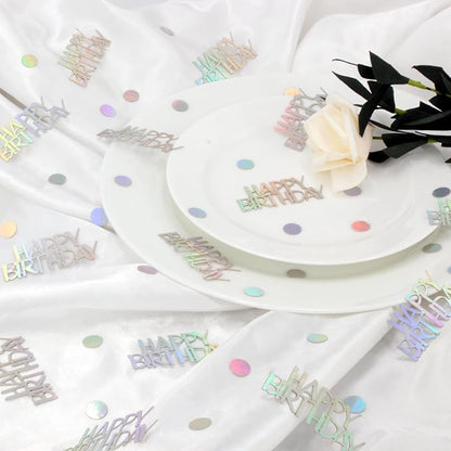 Birthday Confetti, Glitter Happy Birthday Table Decorations, 270 PCS Iridescent Party Decorations