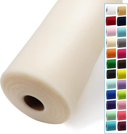 Ivory Tulle Fabric Rolls 54 Inch by 40 Yards Tulle Bolt Spool for Wedding Decorations DIY Tutu Baby Shower Table Skirt Ceiling Decor Birthday Party Craft Supplies
