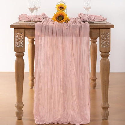 Pink Cheesecloth Table Runner 12 Pack Fall Table Runners Boho Gauze 120 Inches Light Pink Cheese Cloth Fall Table Decorations for Thanksgiving Wedding Bridal Girl Baby Shower Sweet 16 Party