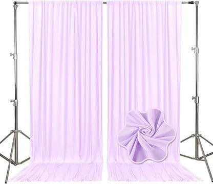 10ft x 10ft Light Purple Backdrop Curtains for Parties, Fabric Satin Background Curtain with Rod Pockets for Weddings, Birthday, Baby Shower, Photography, Graduation Party Backdrop Drapes, 2 Panels