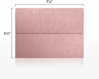LUXPaper A7 Invitation Envelopes | Peel & Press | 5 1/4" x 7 1/4" | Misty Rose Metallic - Sirio Pearl | 84lb. Text | 250 Qty