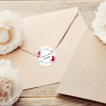 300 Pack Custom Stickers Personalized Labels for Business Logo Customized Vinyl Wedding Favors Birthday Baby Bridal Shower Make Your Own 1 Inch-10 Inch,lable-flower300