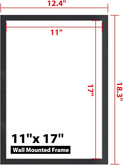 11"x 17" Self Adhesive Sign Holder, Double Sided Window Display Frame with Clear PVC and Strong Magnetic for Office/Home/Store/Door/Glass/Wall (Black, 20Pack)