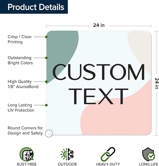 Custom Sign, Custom Street Sign, 11 Font Colors, 13 Font Styles, 4 Hole Options, 22 Sizes, 24x24 Inches, Rust Free DiBound, Fade Resistant, Made in USA by My Sign Center (Minimalist)