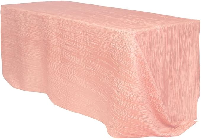 YOUR CHAIR COVERS - 90 x 156 inch Rectangular Crinkle Taffeta Tablecloth - Blush, Rectangle Table Linens for 8 ft Rectangular Tables, Wedding Crushed Table Cloth