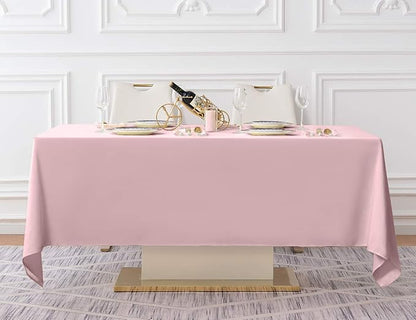 Surmente Pink Tablecloth 60 x 102-inch Rectangular Polyester Table Cloth for Weddings, Banquets, or Restaurants