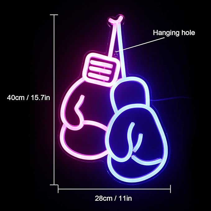 Lucunstar Boxing Gloves Neon lights Pink Blue LED Light Sign Boxing Gloves Neon Signs for Gym Wall Decoration Boxing Gloves Neon Light with USB/Switch,Room Decor, Man Cave Decor for Men