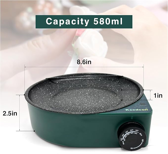 Floral Glue Pot Skillet for Crafts, Temperature Control Gage 212°F-392°F, 8.25in Diameter, Melting Pot for Glue Sticks Pellets and Beads with Degumming Stick