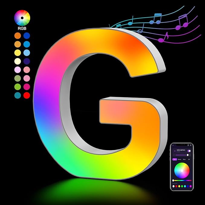 OJQ Light Up Letters LED Letter - Marquee Letters Room Decor Alphabet Letter Music Sync Color Change Colorful - Christmas Birthday Gifts for Girl - Teen Girls Gifts Party Home Wall Decor