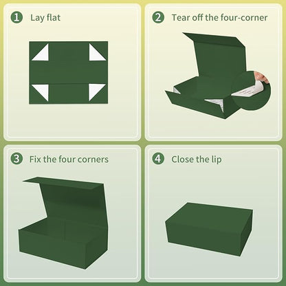 Rinrda Large Green Gift Box,13.75"x9"x4.5", Gift Boxes with Magnetic Lids for Presents Closure Gift Packing for Birthday,Christmas, Halloween,Wedding,Bridal Gifts,Mother's Day Gift Packging