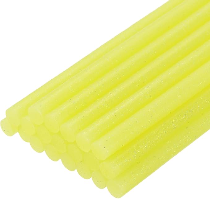 uxcell 20pcs Hot Glue Sticks for Glue Gun 7mm/0.27-inch x 8-inch Mini Hot Melt Adhesive Glue Stick Glitter Yellow