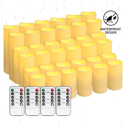 36Pack Flameless LED Candles, Waterproof for Indoor & Outdoor Use, Equipped with 10-Key Remotes & Timer, Ideal for Weddings, Table Decor, Festivals & Home Accents…