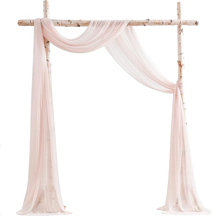 Floroom Wedding Arch Draping Fabric 2 Panels 20Ft Blush Chiffon Fabric Drapes Arbor Drapery Wedding Ceremony Reception Swag Decorations