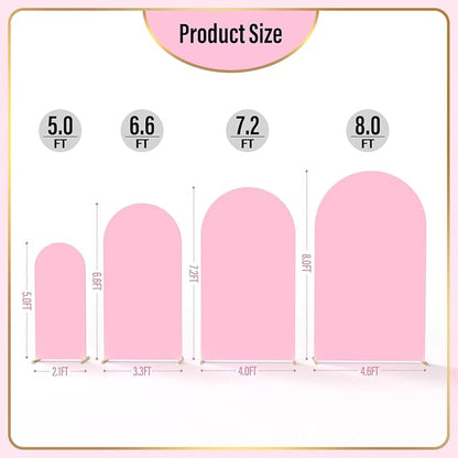 LEBENGURU Upgraded 7.2FT Wedding Arch Cover, Light Pink Spandex Fitted Arch Backdrop Cover, Round Top Chiara Stand Covers for Birthday Party Baby Shower Banquet Balloon Décor