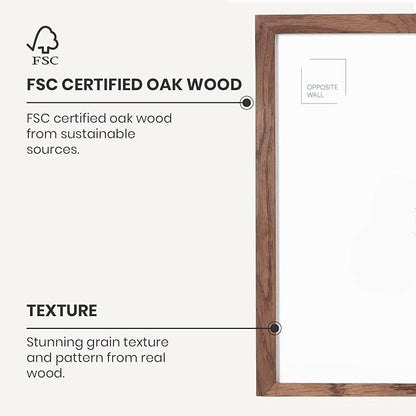 Opposite Wall - 11x14 in - Dark Solid Oak Wood Picture Frame - Lightweight, Versatile & Shatterproof - Wall Hanging Poster or Photo Frame - Wall Decor for Office, Gallery & Home